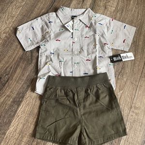 NWT Mick Mack Ross shorts set with cars. 24mo